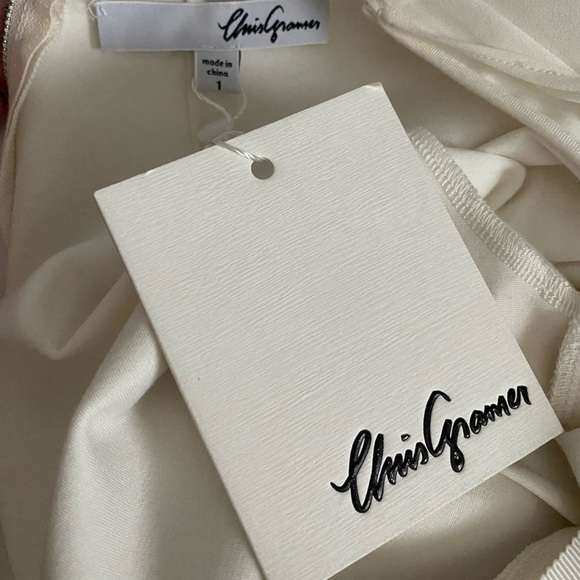 NWT Chris Gramer White Draped Sheath Dress - Picture 4 of 5